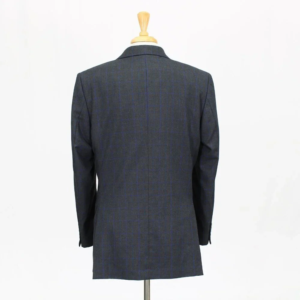 Alan Flusser 42L Gray Check 2-Button Sport Coat Blazer Jacket B490